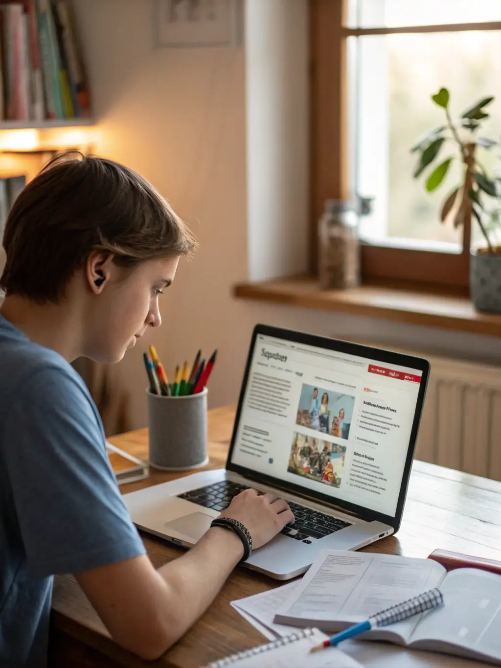 An international student using the career services resources at ASM Educational Center to prepare for job interviews.