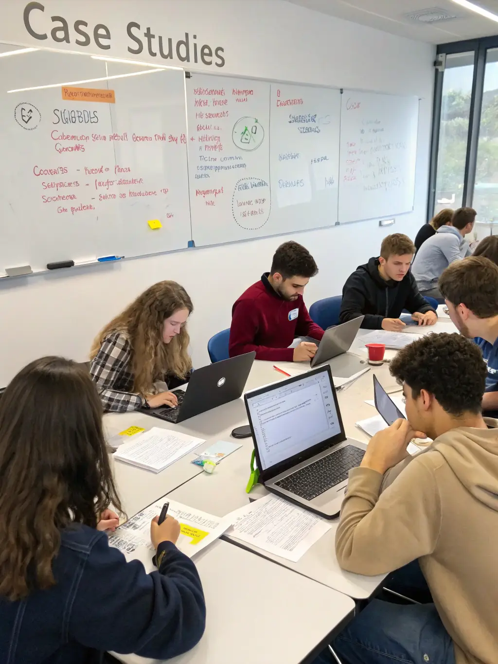 A small class of IT students attentively listening to a certified instructor at ASM Educational Center, emphasizing personalized learning.