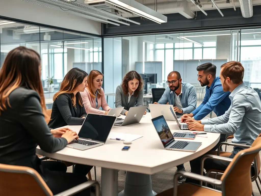 A professional development workshop in progress, with participants actively engaged in a group activity, showcasing ASM Educational Center's commitment to enhancing professional skills.
