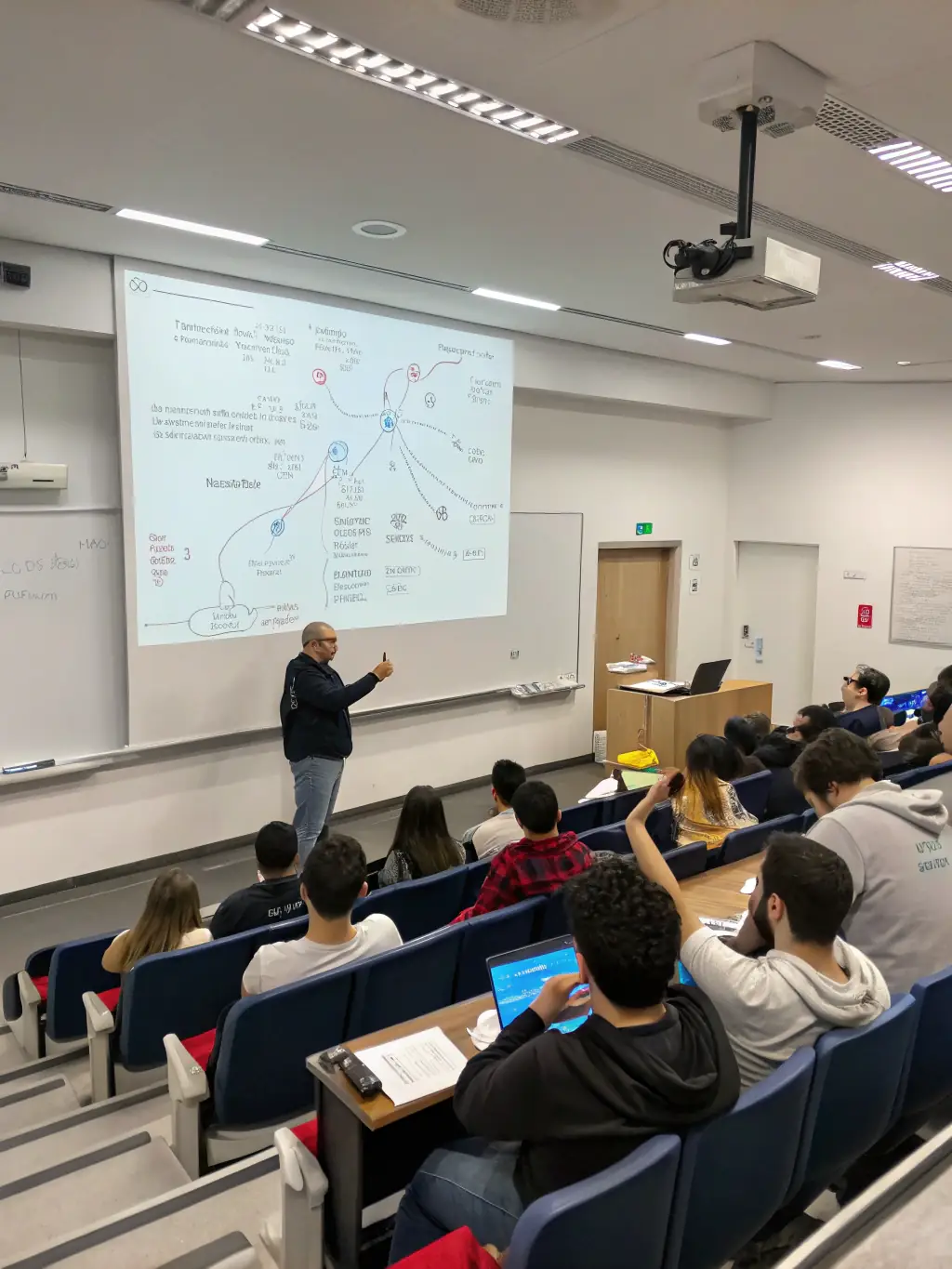 A certified IT instructor at ASM Educational Center guiding students through a complex networking configuration, showcasing expert knowledge.
